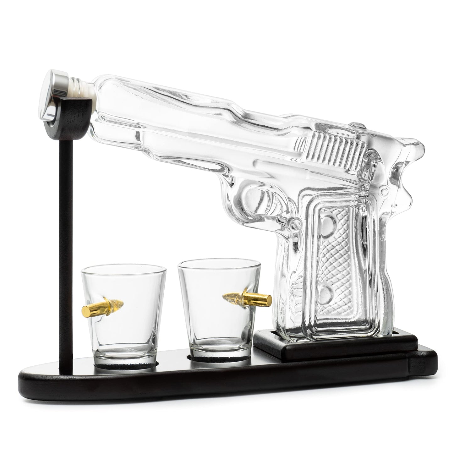 Gifts for Men Dad, 10.1 Oz Whiskey Gun Decanter Set + 2 Bullet Glasses - Unique Birthday Pistol Gift Ideas Daughter Son, Personalized Liquor Dispenser - Scotch Bourbon Vodka, Him, Brother Husband