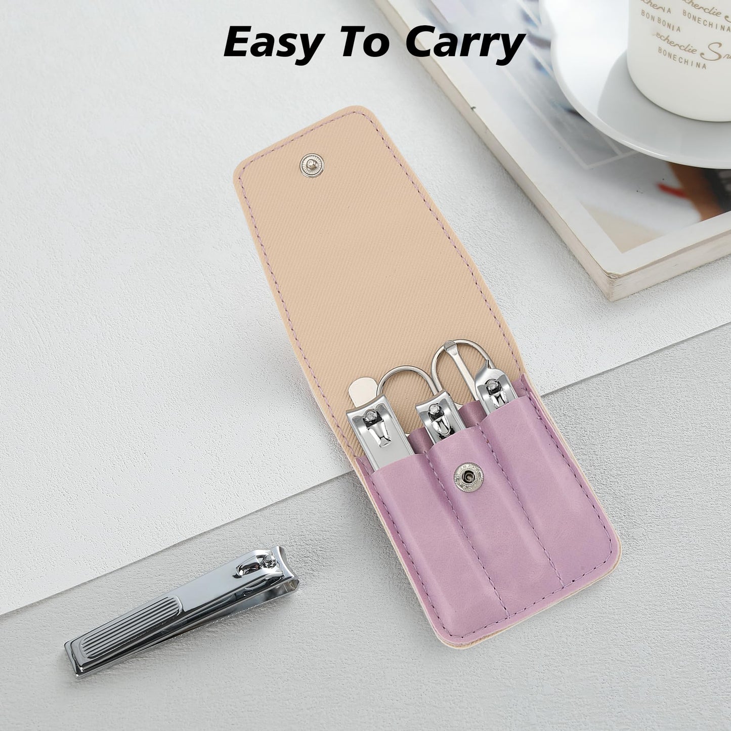 Nail Clipper Set Gifts for Women, 6 Pcs Case Fingernail Clipper Christmas Stocking Stuffers for Adults (Purple)