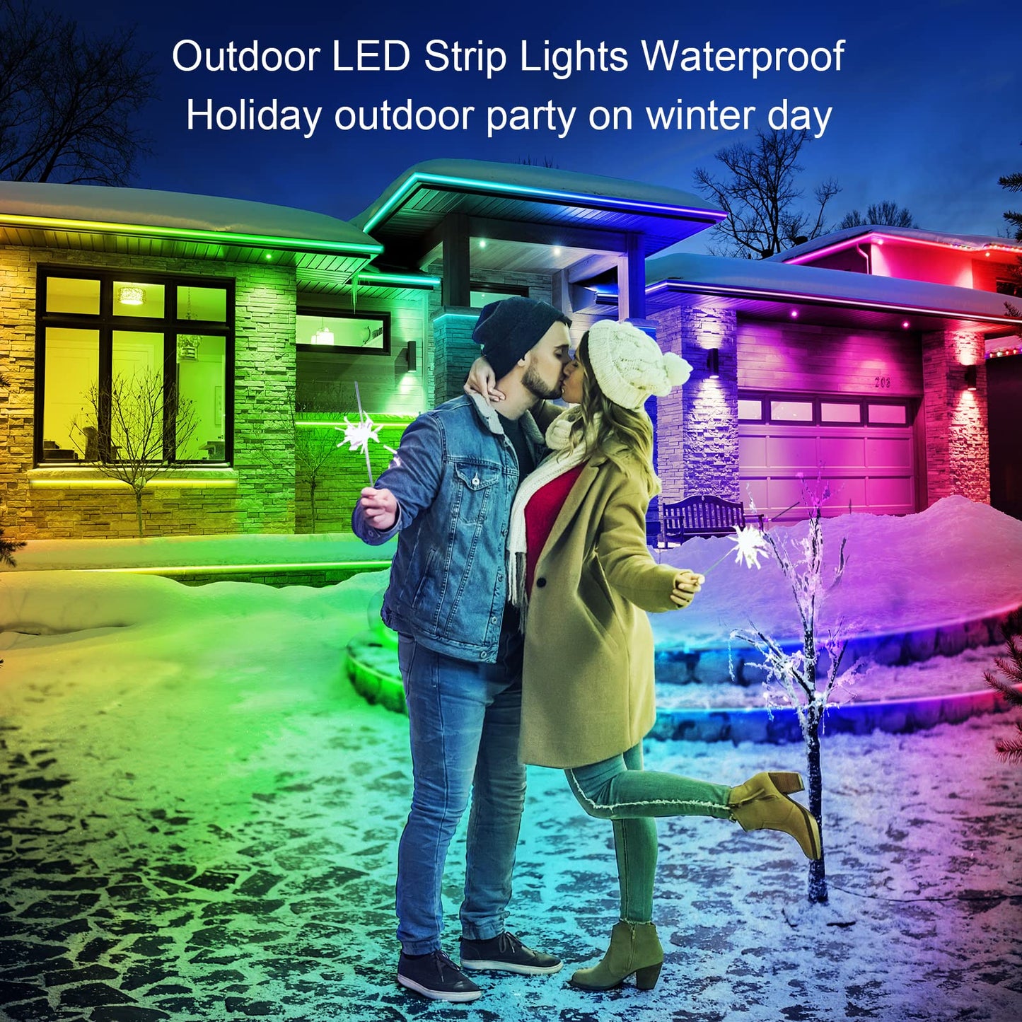 300ft Outdoor LED Strip Lights Waterproof,IP68 Outside Led Light Strips Waterproof with Bluetooth App Remote Control,Music Sync RGB Exterior Led Rope Lights,for Balcony,Deck,Roof,Garden,Pool (300FT)