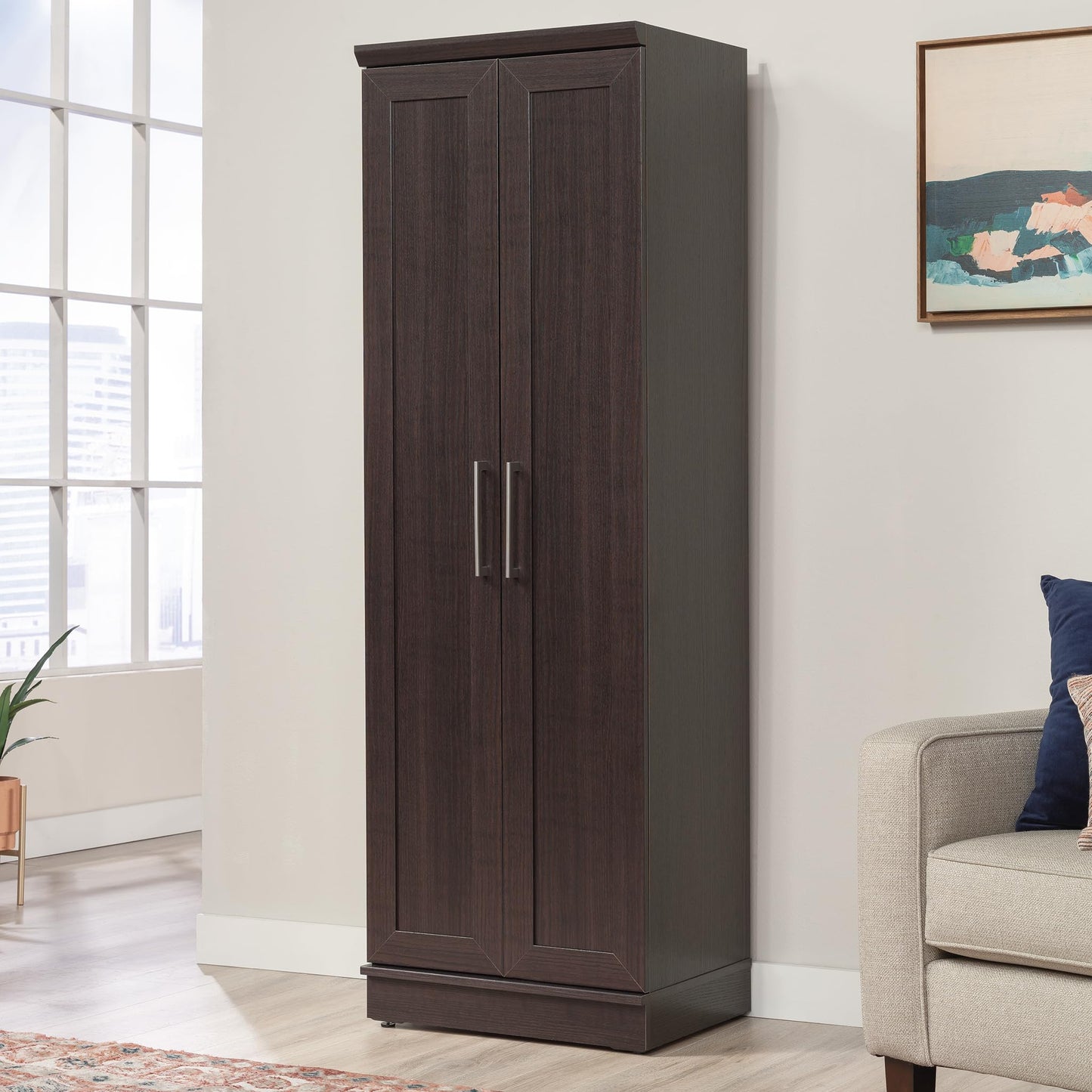 Sauder HomePlus Kitchen Pantry Storage Cabinet with Adjustable Shelves, Laundry Bathroom, L: 23.31" x W: 17.01" x H: 71.18", Dakota Oak