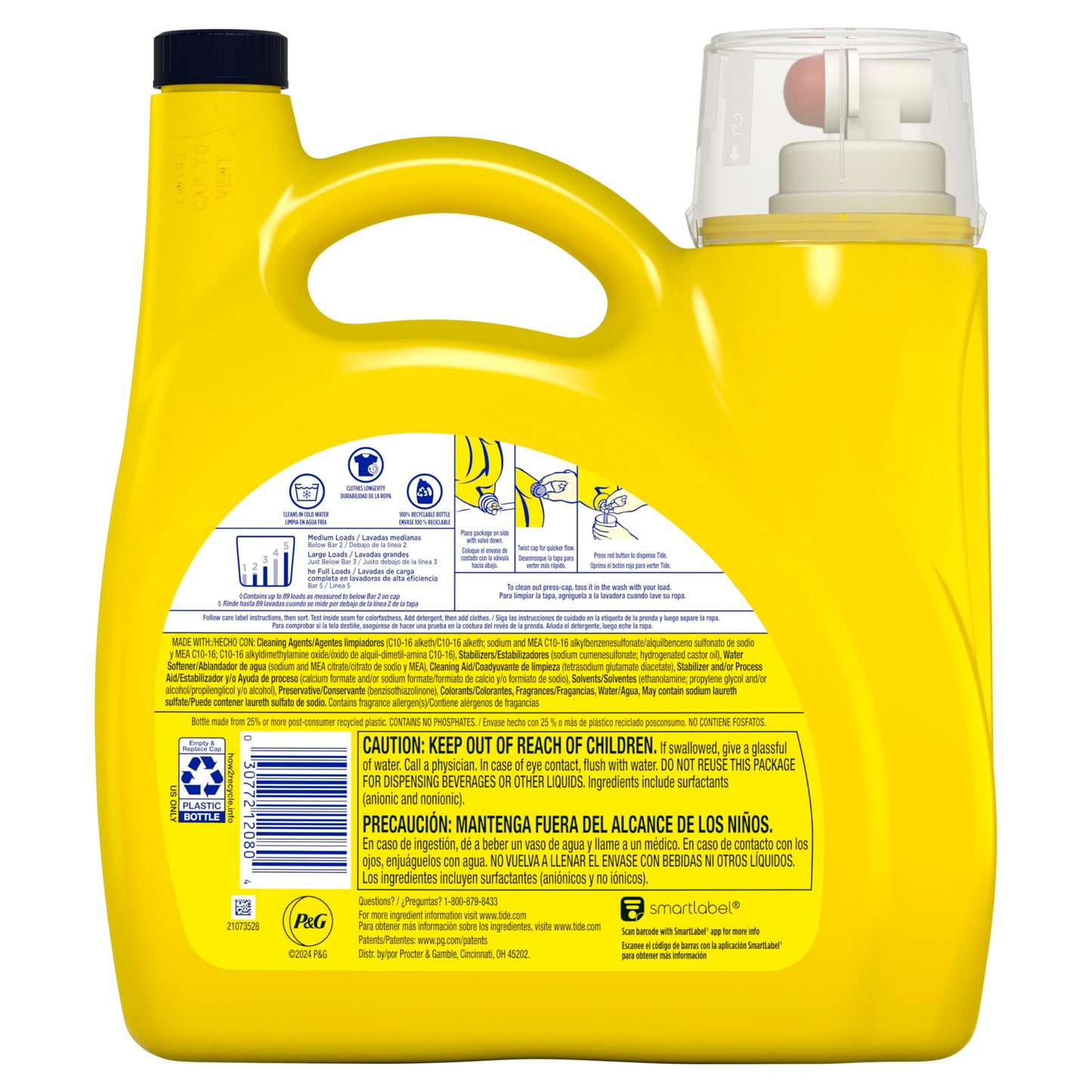 Tide Simply All-In-One Liquid Laundry Detergent, Berry Blossom Scent, 89 Loads, 117 fl oz