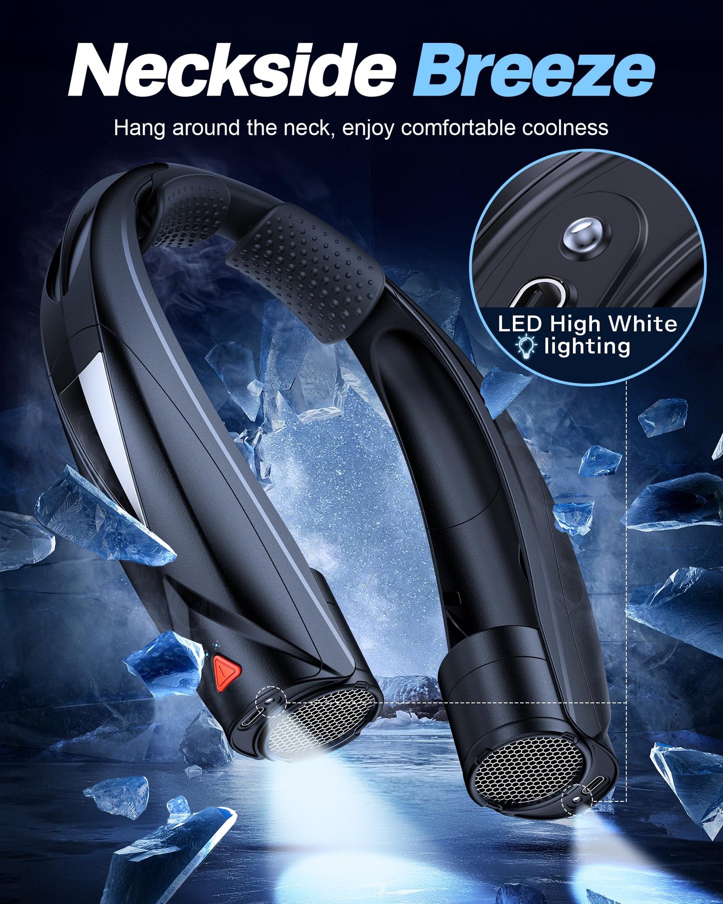 laimiod Portable Neck Fan - with LED Book Light, 6-20 Hrs Long Battery, 6-Speed Adjustable, USB-C Rechargeable, Ultra Quiet, Hands-Free Personal Cooling for Men Women Outdoor Indoor
