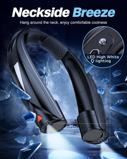 laimiod Portable Neck Fan - with LED Book Light, 6-20 Hrs Long Battery, 6-Speed Adjustable, USB-C Rechargeable, Ultra Quiet, Hands-Free Personal Cooling for Men Women Outdoor Indoor