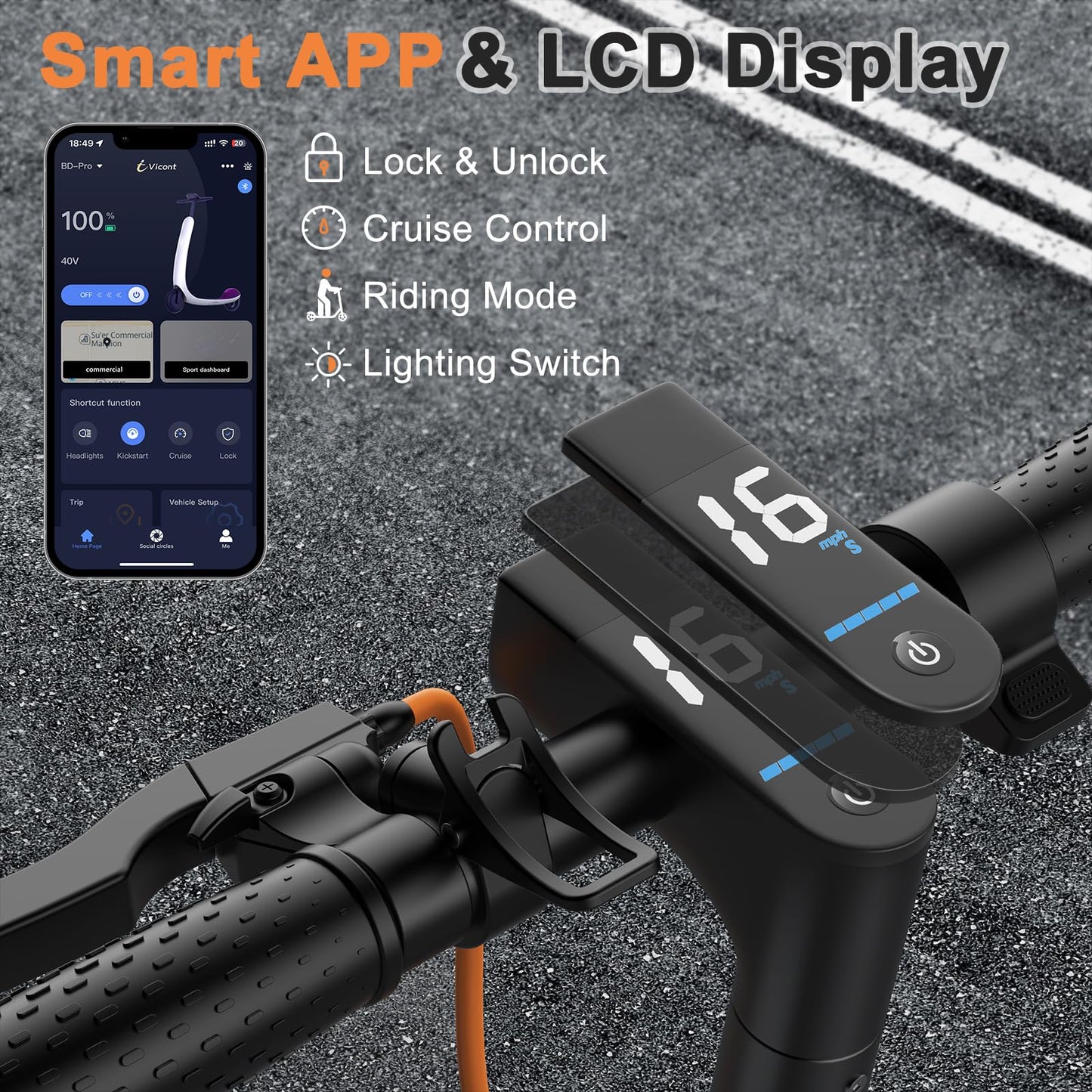 VOLPAM Electric Scooter, Powerful 350W/500W Motor, Max 12/19/28Miles Long Range, Top Speed 16/19/21 MPH, 8.5" /10'' Solid Tires, E Scooter for Adults and Teens (8.5-12Miles-350W)