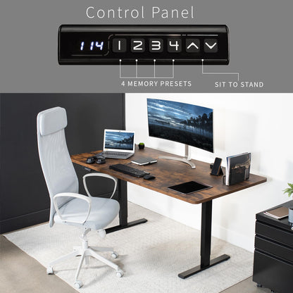 VIVO Electric 71 x 36 inch Rustic Standing Desk Workstation, Memory Controller Height Adjustment, 1B Series, Vintage Brown Top Black Frame, DESK-KIT-1B7N-36