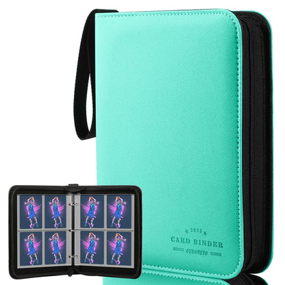 Baseball Card Binder with Sleeves, Sports Card Binder Collectible Trading Card Albums Fits Cards with 50 Removable Sleeves (Green, 400 Pockets)