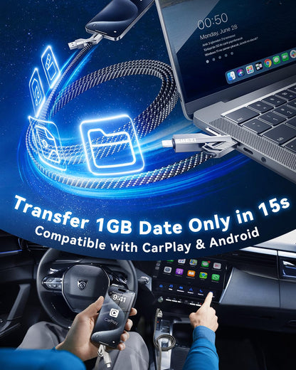 [One is Enough] 4-in-1 Compatible with USB C to Lightning Cable, 240W High-Speed Charging & Fast Data Transfer,CarPlay & Android Auto Support Multi Charger Cord Combo for iPhone/Samsung/iPad,3FT