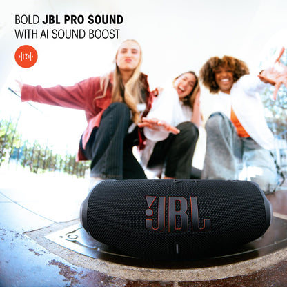 JBL Charge 6 - Portable Waterproof & Drop-Proof Bluetooth Speaker, Bold Pro Sound with AI Sound Boost, 28Hrs of Playtime, Built-in powerbank & Comes with a Sturdy/Removable Carrying Strap (Red)