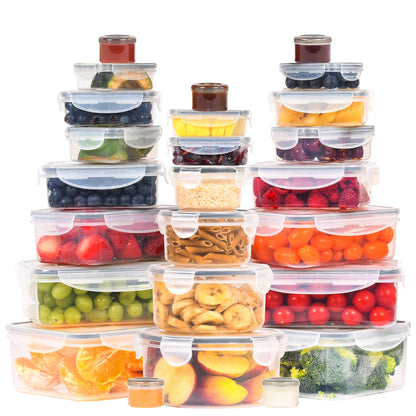 RockBerry 50 Pcs Large Food Storage Containers with Lids Airtight-Total 526OZ Stackable Kitchen Set-85 OZ to small Containers-BPA Free Leak proof containers- Freezer Microwave safe