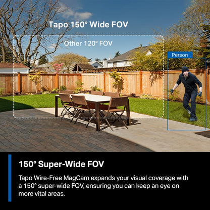 Tapo MagCam, 2025 Wirecutter Best Outdoor Security Camera & PCMag Editors’ Choice, 2K, Battery, Magnetic Mount Wireless Camera, 150° FOV, SD/Cloud Storage, Person/Vehicle Detection