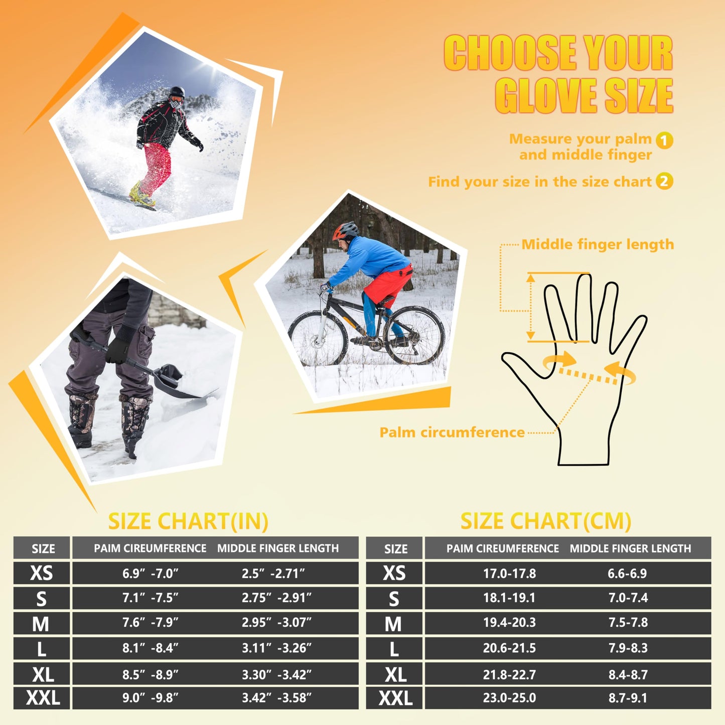 ihuan Winter Gloves Waterproof Windproof Mens Women - Warm Gloves Cold Weather, Touch Screen Fingers, Driving Biking Running