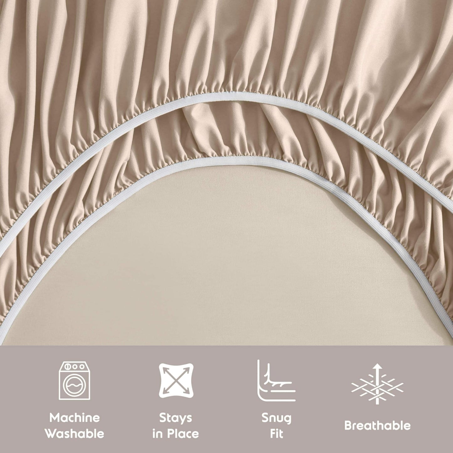 Nestl Extra Deep Cal King Sheet Set - 6 Piece Breathable & Cooling Sheets - Hotel Luxury Bedding Set w/18-24 Inch Extra Deep Pockets - Easy Fit - Super Soft, Wrinkle Free & Comfy - Beige Cream