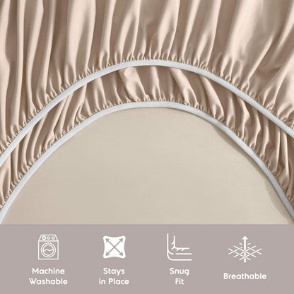 Nestl Extra Deep Cal King Sheet Set - 6 Piece Breathable & Cooling Sheets - Hotel Luxury Bedding Set w/18-24 Inch Extra Deep Pockets - Easy Fit - Super Soft, Wrinkle Free & Comfy - Beige Cream