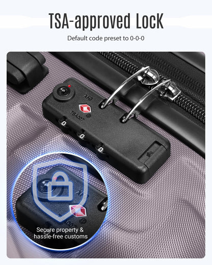 LIGHT FLIGHT Luggage Sets, 3 Piece Durable Suitcase Set with Spinner Wheels, 3 Pcs Hardside Lightweight luggage with TSA Lock, Large Checked Travel Suitcases, 20/24/28 Inch, Rose Purple