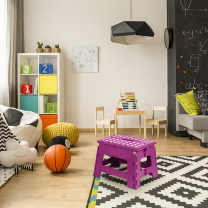 Utopia Home Folding Step Stool with Handle – 9 Inch Anti Slip Collapsible Stool – Holds Up to 300 lbs – Sturdy Plastic Step Stool Foldable for Kitchen, Bathroom and Home Use (1-Pack, Purple)