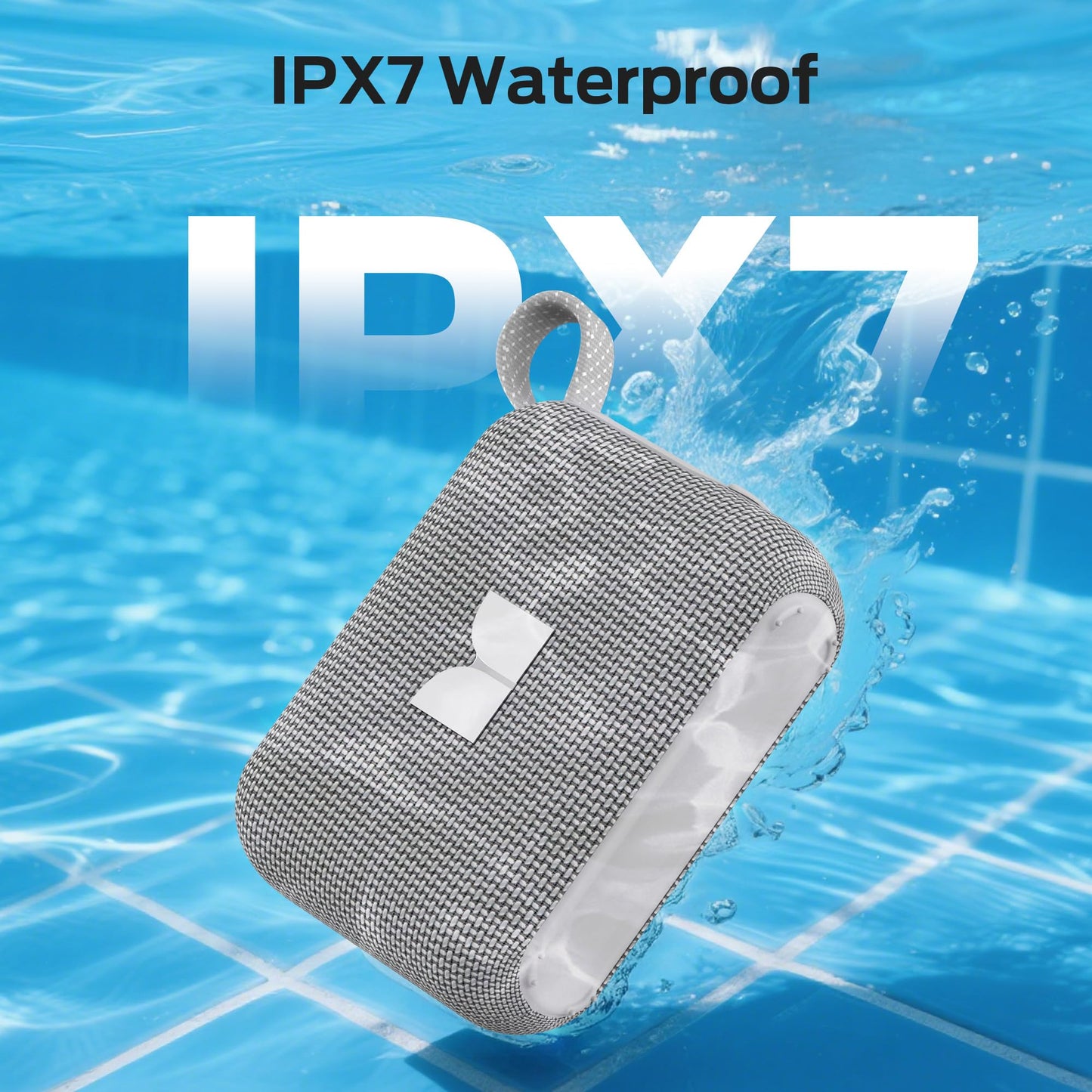 Monster Cube 1 Portable Bluetooth Speaker, IPX7 Waterproof, Bluetooth 6.0, 20H Playtime, Powerful Stereo Sound, Speaker for Home, Outdoors and Travel, Grey