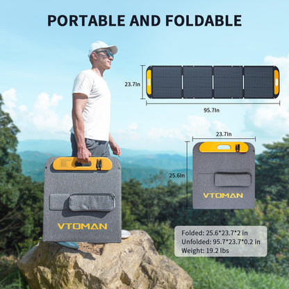 Vtoman 2376Wh Portable Power Station Bundle with Extra Battery & 200W Solar Panel Included, Up to 3000W Solar Generator for Home Backup, Off-grid, Road Trip, RV, Camping, Emergencies