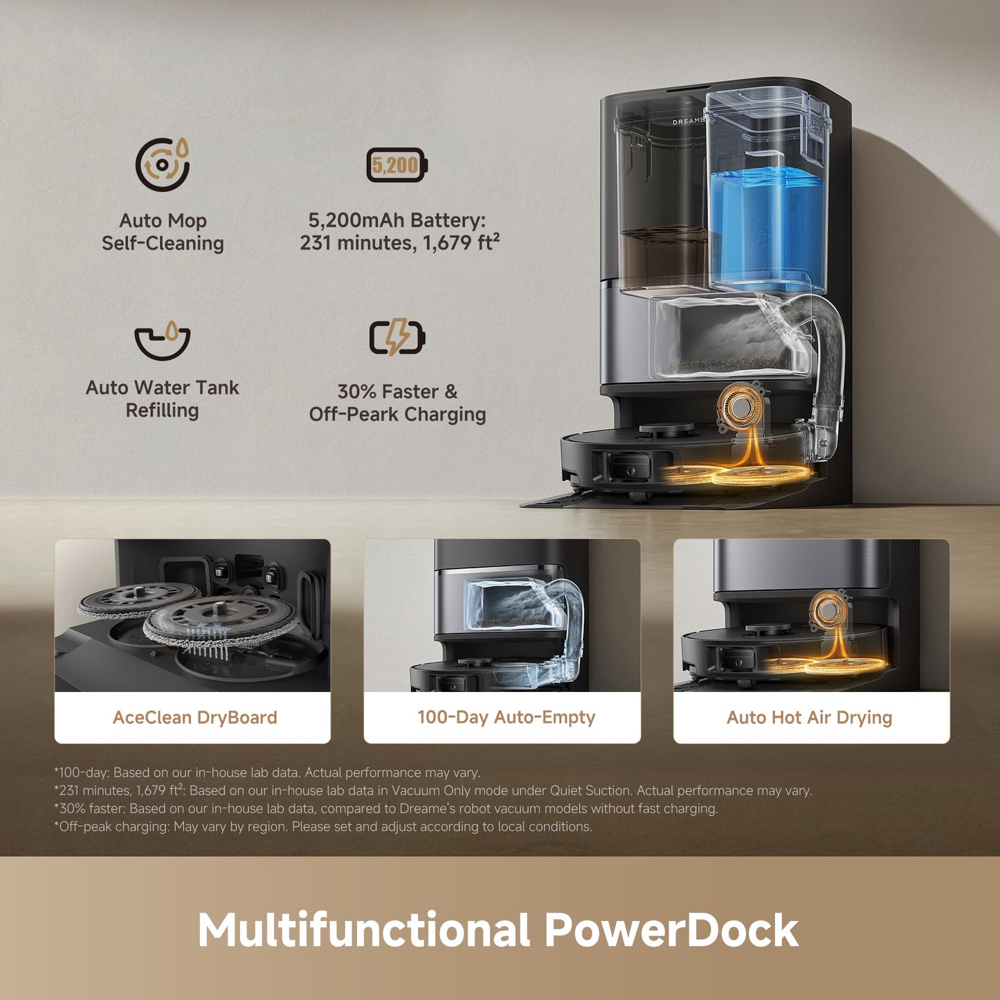 DREAME L40 Ultra Gen 2 Robot Vacuum and Mop with 25,000Pa Suction, Extendable Side Brush and Mop, All-in-One Self-Emptying & Cleaning Dock, Voice & App Control, Black