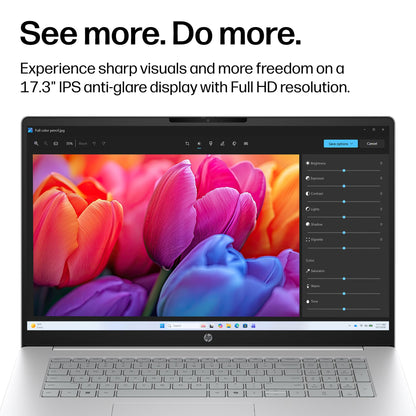 HP OmniBook 3 17.3 inch Laptop PC, FHD Display, Intel Core Ultra 5 225U, 8 GB RAM, 512 GB SSD, Intel Graphics, Windows 11 Home, Glacier Silver, 17-dg0099nr
