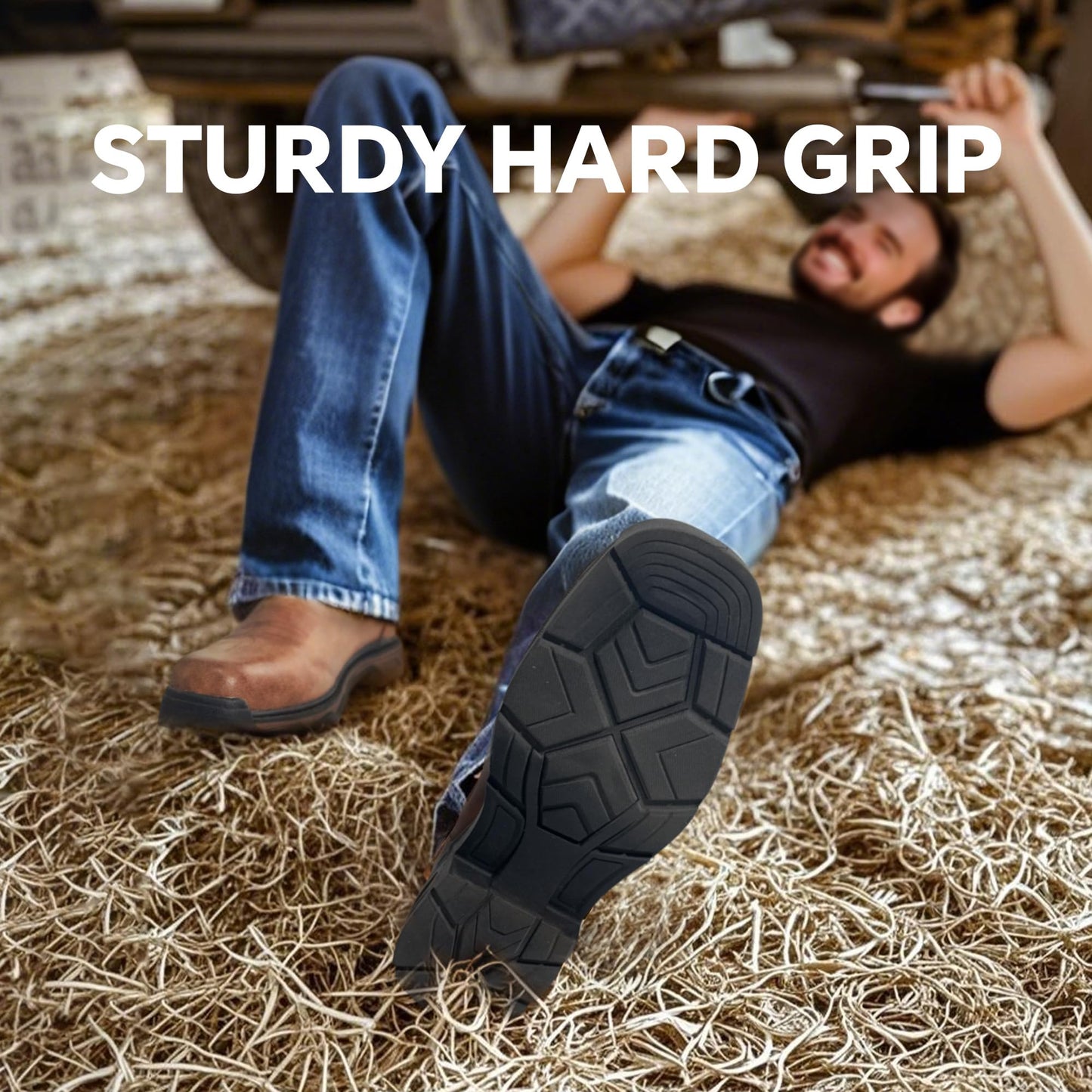 ANGRYRAM Cowboy Work Boots for Men Square Toe Leather Western Boot Slip Resistant Indestructable Steel Toe Safety Boots for Men Work-Man Pro Series