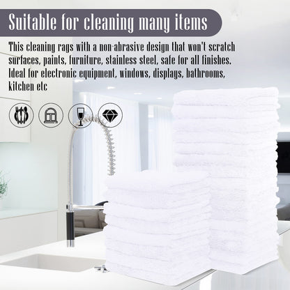 Sunny zzzZZ 24 Pack Kitchen Dishcloths - Does Not Shed Fluff - Reusable Dish Towels, Dish Cloths, Super Absorbent Coral Fleece Cleaning Cloths, Nonstick Oil Washable Fast Drying, 10 x 10 Inch (White)