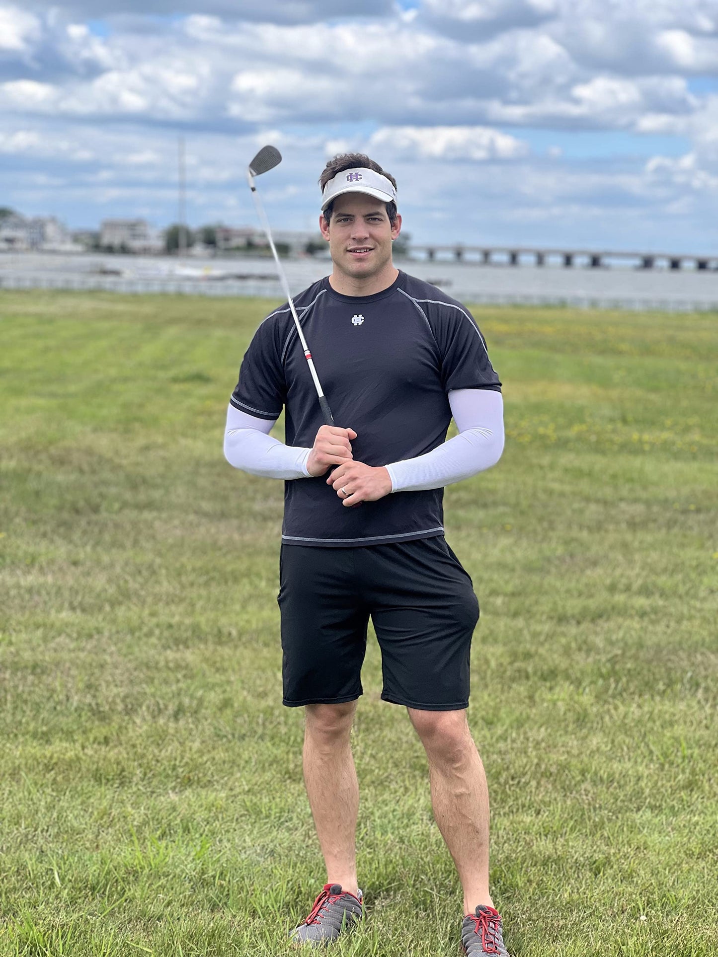 Aegend Sun Protection Cooling Arm Sleeves Sun Sleeves for Men & Women for Cycling, Running, Basketball, Football, Golf, Volleyball, Driving, White 2 Pairs