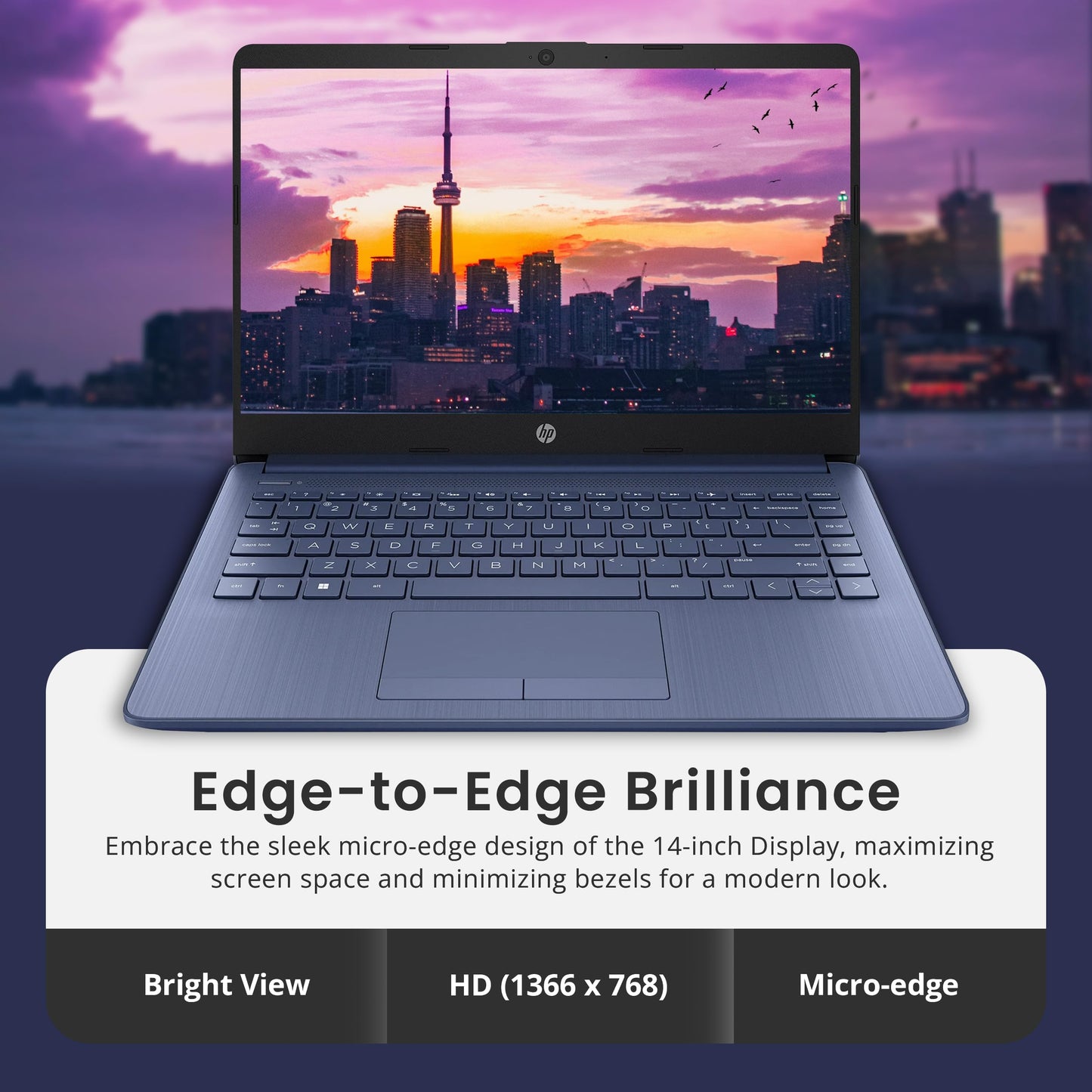 HP Flagship 14" HD Laptop with 1 Year Office 365 | 16GB RAM | 1.22TB Storage(64GB EMMC & 160GB Docking Station Set & 1TB Cloud Storage) | Intel 4-Core Processor | Webcam | Win 11s | Blue