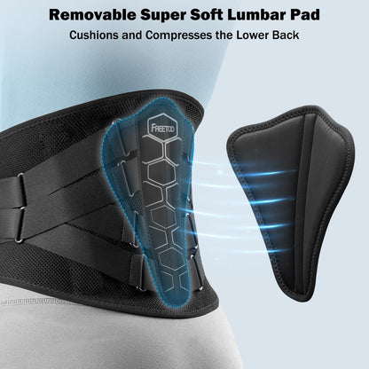 FREETOO Back Brace for Lower Back Pain Relief with Pulley System,Lumbar Support Belt for Men & Women with Lumbar Pad, Ergonomic Design and Soft Breathable 3D Knit Material,for Herniated Disc,Sciatica