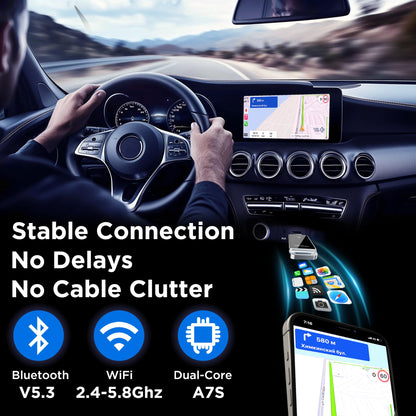 vnilrgle Wireless CarPlay Adapter 2024 Upgrade, Plug and Play, No Latency, Converts Factory Wired to Wireless, Compatible with iPhone 6+ and 2015+ Cars, Bluetooth 2.4GHz and Wi-Fi 2.4+5.8GHz