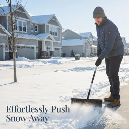 Best Choice Products 24in Galvanized Steel Blade Heavy-Duty Snow Pusher, Hand Plow for Snow Removal, Ergonomic Handle, Easy Storage - Black