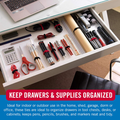 VELCRO Brand 150pk Cable Ties Value Pack | Replace Zip Ties with Reusable Straps, Reduce Waste | For Wire Management and Cord Organizer | 8 x 1/2" Thin Pre-Cut Design, Black and Gray