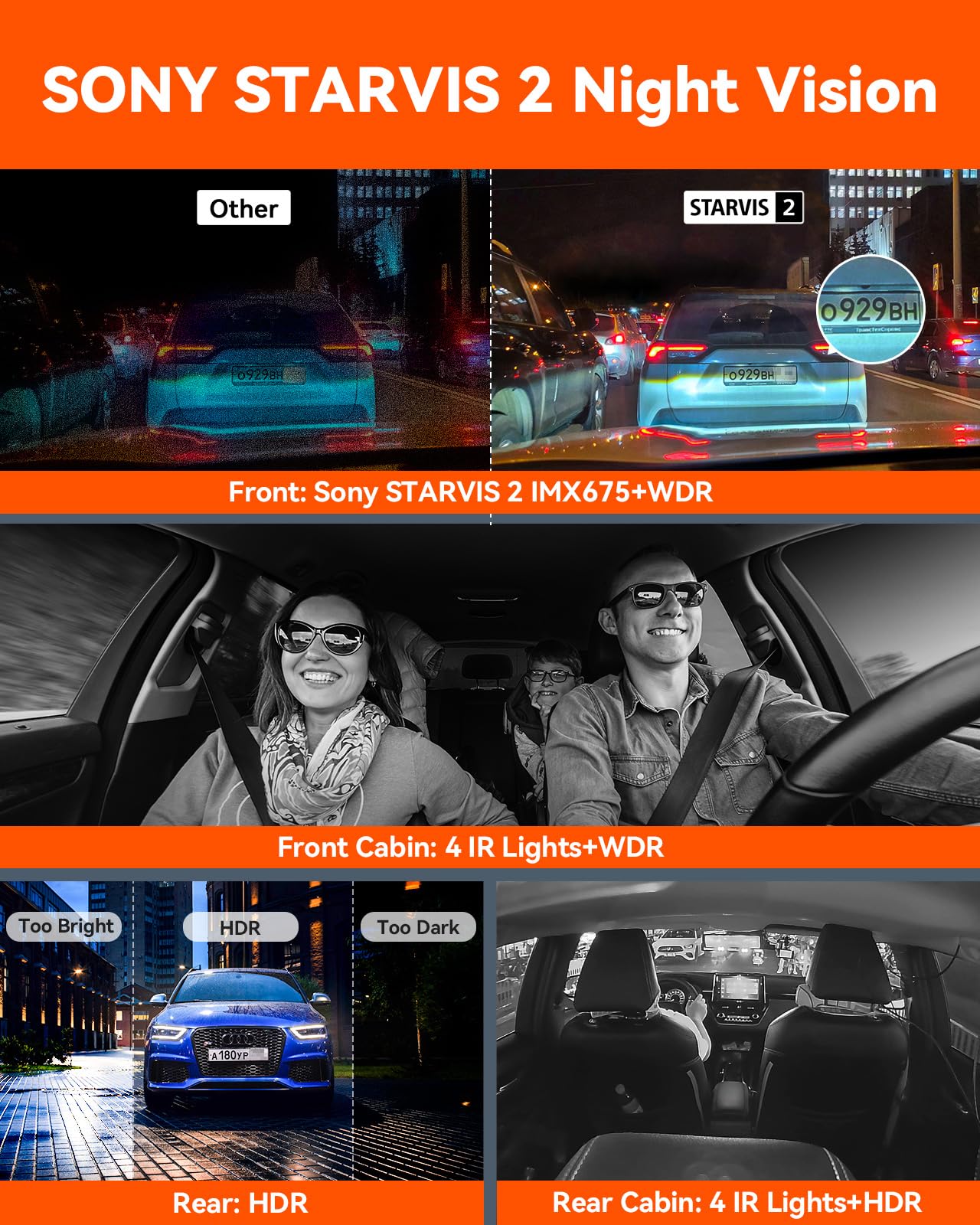 Vantrue N5 4 Channel WiFi 360° All Sides Dash Cam, STARVIS 2, IR Night Vision, 2.7K+1080P*3 Front Rear Inside Dashcam, Voice Control, GPS, 24 Hours Buffered Parking Mode Dash Camera, Support 512GB Max