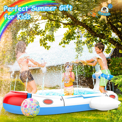 Kiddie Pool for Toddlers, Splash Pad for Kids Ages 4-8, 68" Inflatable 3-in-1 Swimming Pool for Kids, Backyard and Outside Sprinkler Play Mat Wading Pool for 3 4 5 6 Year Old Kids