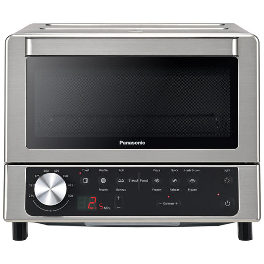 Panasonic FlashXpress Toaster Oven with Double Infrared Heating, 6 Auto Cook Options and Dial Temperature Control, 4-Slice Small Toaster Oven, 1300 Watts, PFAS-free - NB-G200P (Stainless Steel)