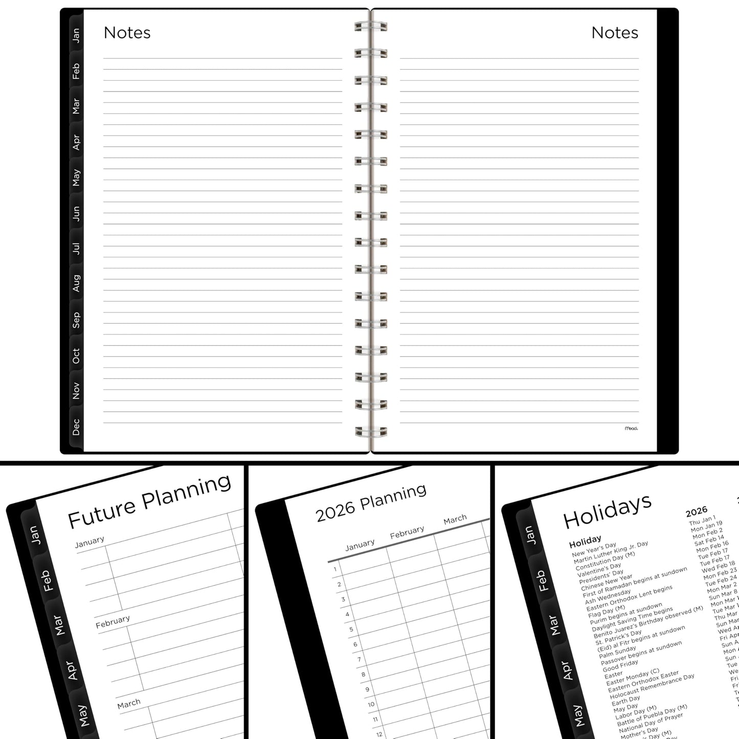 Mead 2026 Planner, Weekly & Monthly, 15-Month, 5-1/2" x 8-1/2", Small, Basic, Black (CRW4200526)