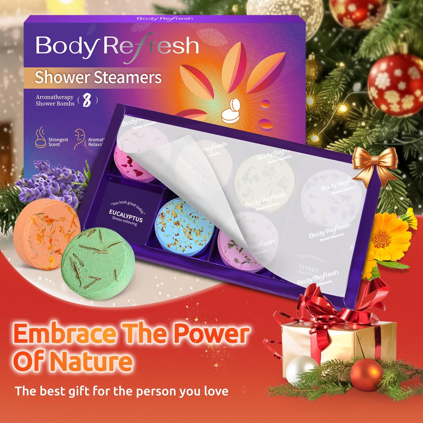 Shower Steamers Aromatherapy - 8 Pack Shower Bombs with Essential Oils, Christmas Gifts for Women Stocking Stuffers, Birthday Gifts for Women Girlfriend Her Self Care Relaxation Home SPA Stress Relief