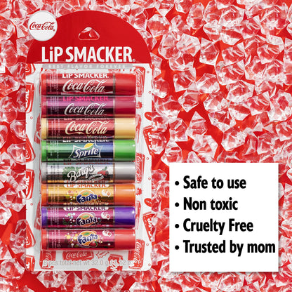 Lip Smacker Coca-Cola Flavored Balm, 8 Count, Flavors Coke, Cherry Vanilla Sprite, Root Beer, Orange Fanta, Grape Strawberry Fanta