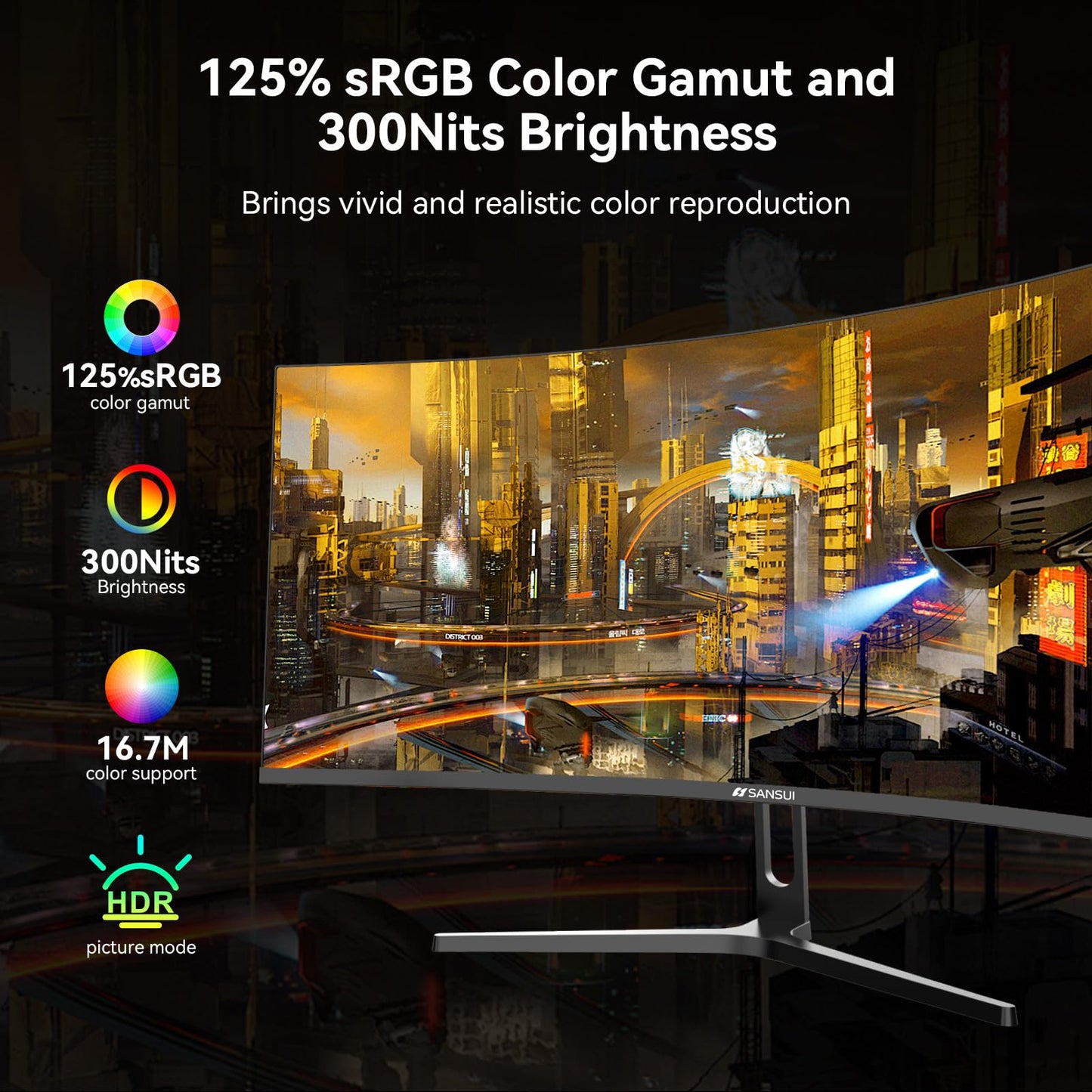 SANSUI 32 Inch Curved 240Hz Gaming Monitor High Refresh Rate, FHD 1080P Gaming PC Monitor HDMI DP1.4, Curved 1500R, 1Ms MPRT, HDR,Metal Stand,VESA Compatible(DP Cable Incl.)