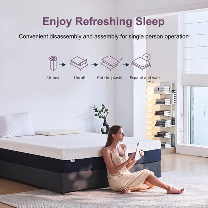 KOPEECHO Queen Mattress, 10 Inch Gel Memory Foam Mattresses, Medium Firm for Cool Sleeping, Pressure Relief, Easily Replaceable,CertiPUR-US Certified Colchón in a Box