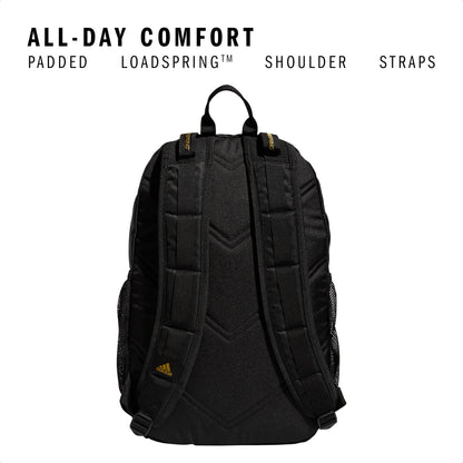 adidas Excel Backpack for Men & Women – Durable Large Athletic Laptop Bag, Black/Gold Metallic, One Size