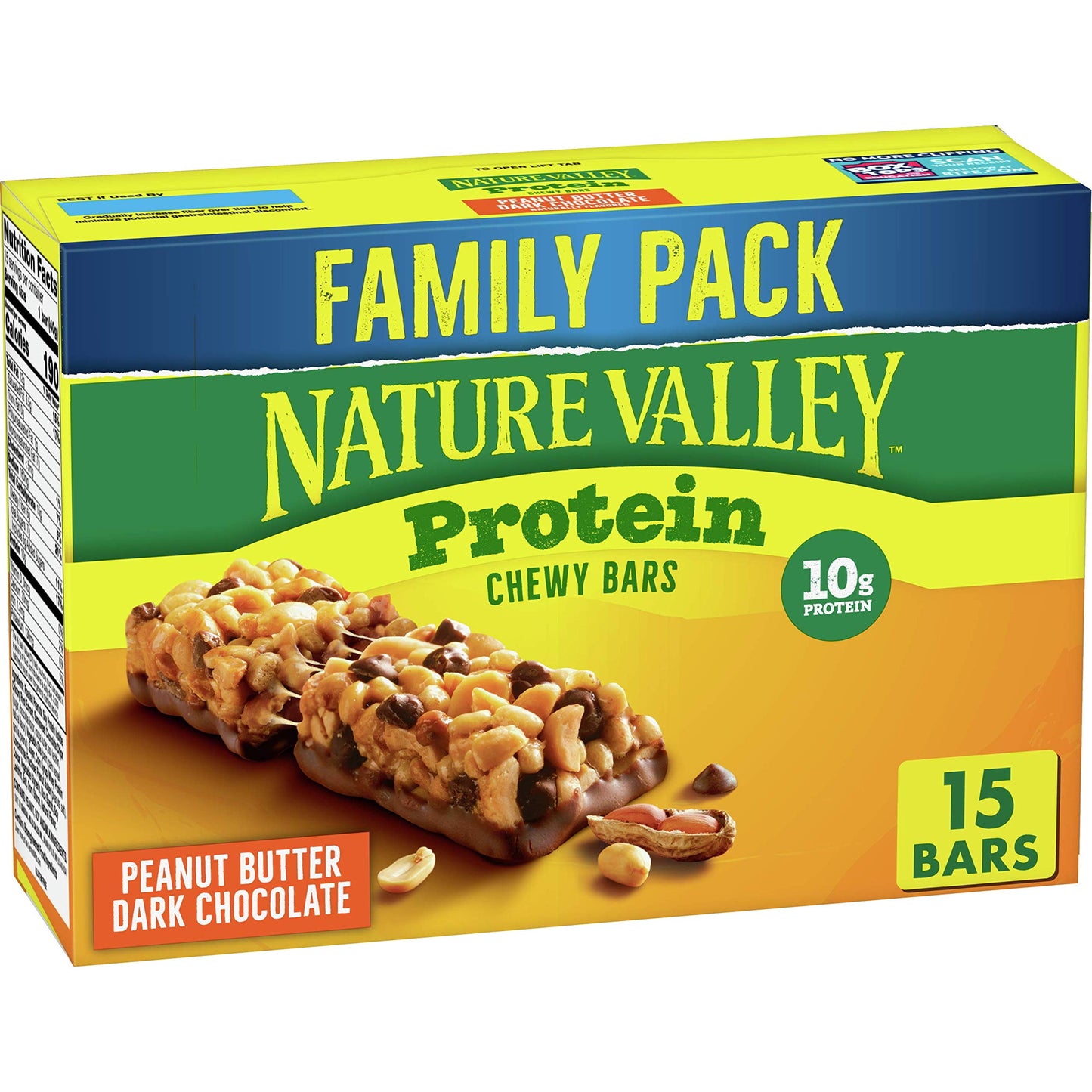 Nature Valley Chewy Granola Bars, Protein, Peanut Butter Dark Chocolate, 15 bars, 21.3 OZ