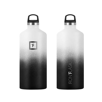 IRON °FLASK Camping & Hiking Hydration Canteens - 3 Lids (Narrow Spout Lid) Leak Proof Vacuum Insulated Stainless Steel - Hot & Cold Double Walled Sports Water Bottle - Day & Night, 64 Oz