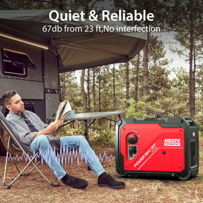 PowerSmart 4800-Watt Portable Inverter Generator with Wheels Handle Kit, CO Sensor, Quiet, RV-Ready, HB5046C
