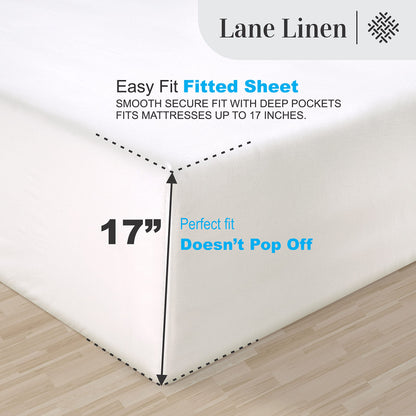 LANE LINEN 100% Egyptian Cotton Sheets Queen Size - 1000 Thread Count White Bed Sheets for Queen Size Bed, Long Staple Cotton Bedding Sheets, Sateen Weave, Luxury Hotel Sheets, Fits upto 17" Mattress