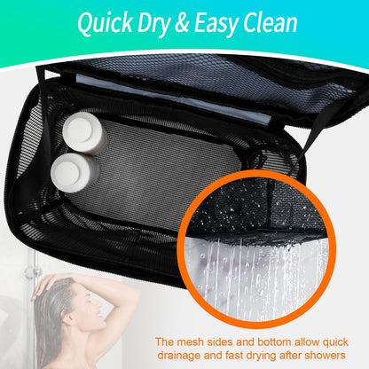 Dorm Room Essentials for Guys Girls Boys, Quick Dry Mesh Shower Caddy Portable, Large Capacity Shower Bag with Hanging Hook, Bathroom, Gym, Swimming, Travel, Beach, Camping, College Student Essentials