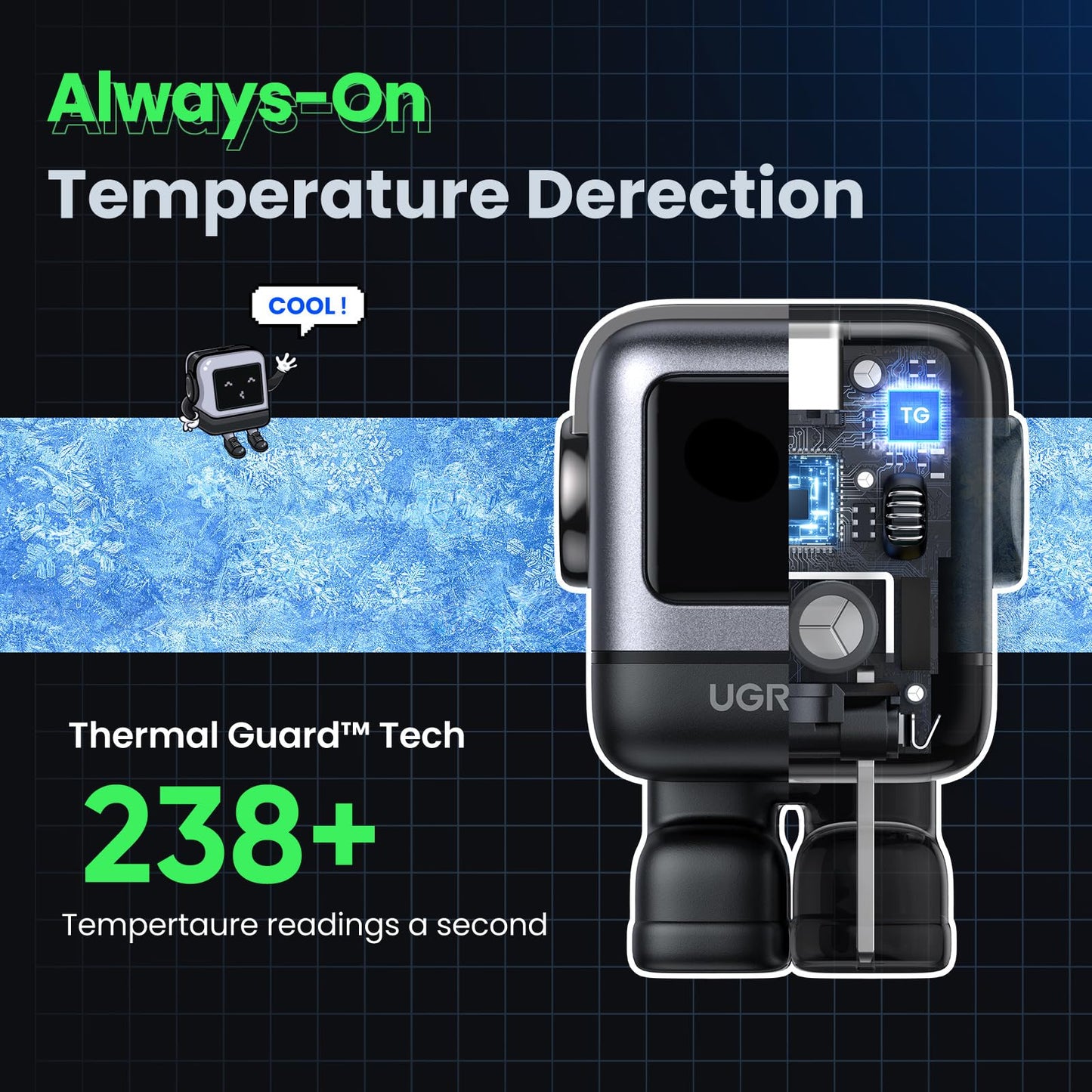 UGREEN Uno 30W USB C Charger Block, Compact Robot GaN Fast Charger for iPhone 17, Gifts for Women Men, Compatible with iPhone 17/16/15, Galaxy S25/S24/S23, Pixel 10/9/8, iPad, Black