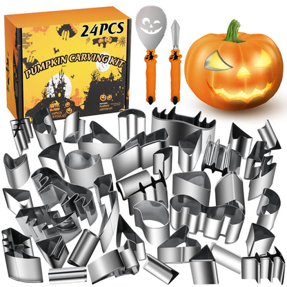 WANNTS Pumpkin Carving Kit Halloween, Safe and Easy Pumpkin Carving Set for Kids, DIY Stainless Steel Pumpkin Carving Tools for Halloween Decoration Jack-O-Lanterns, Gift for Halloween