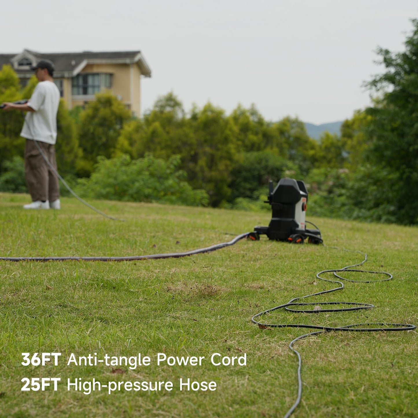 AIVOLT Electric Pressure Washer, Anti-Tipping Power Washer Surge Pressure 4800PSI with 36FT Cable & 25FT Hose, 4 Nozzles, Soap Tank, High Pressure Cleaner Machine for Car Washing, House, Garden