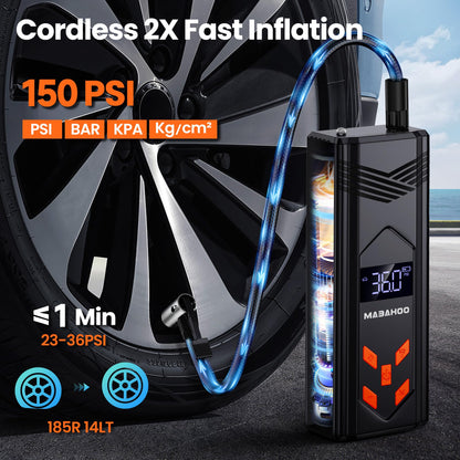 Jump Starter with Air Compressor, 3000A Car Jumper Starter Battery Pack with 150PSI Tire Inflator, 12V Portable Jump Box for Car Charger Battery Booster with LCD Display (Up 9L Gas/8L Diesel Engine)