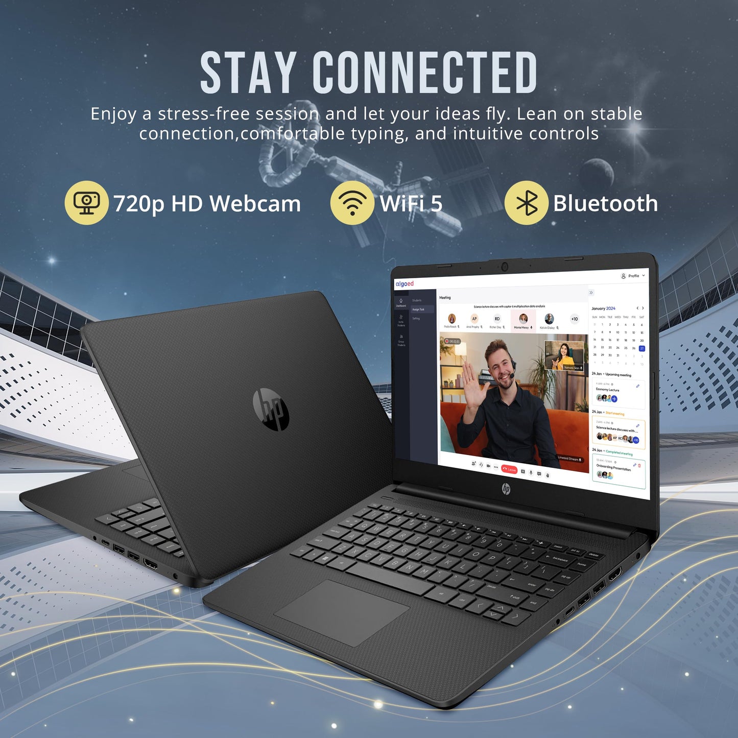 HP Stream 14" HD BrightView Laptop, Intel Celeron N4120, 8GB RAM, 288GB Storage (128GB eMMC + 160GB SSD Docking Station Set), Intel UHD Graphics, HD Webcam, Wi-Fi, 1 Year Office 365, Win 11 S, Black